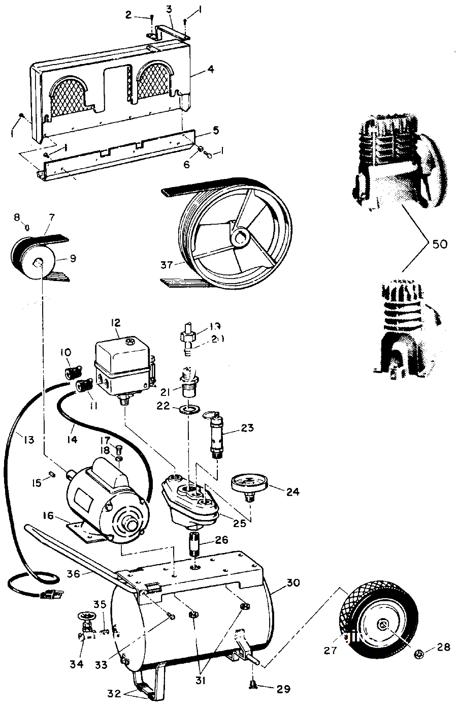 Air-Compressor Parts Diagram and Parts List for VT3160  Campbell Hausfeld Compressor